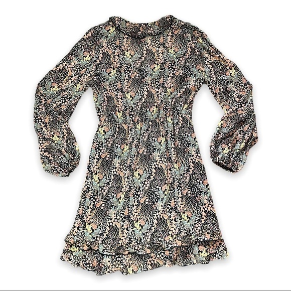 Top Shop Fall Floral Print Ruffle Accent Fit and Flare Dress sz 4 - Picture 4 of 14